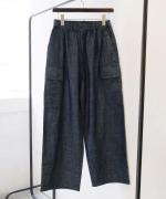 コットンリネン平織デニム　イージーワークパンツ